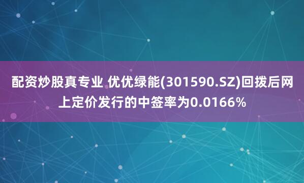 配资炒股真专业 优优绿能(301590.SZ)回拨后网上定价发行的中签率为0.0166%